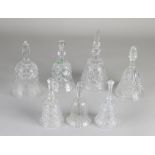Seven crystal / glass table bells