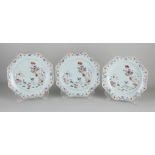3 Chinese Family Rose plates