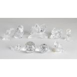 9x Crystal glass figures including Swarovski