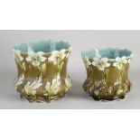Two antique Majolica cachepots