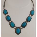 Silver choker with turquoise