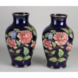 Two blue decorative vases