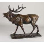 Signed bronze red deer