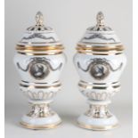 Set of porcelain lidded vases, H 39 cm.