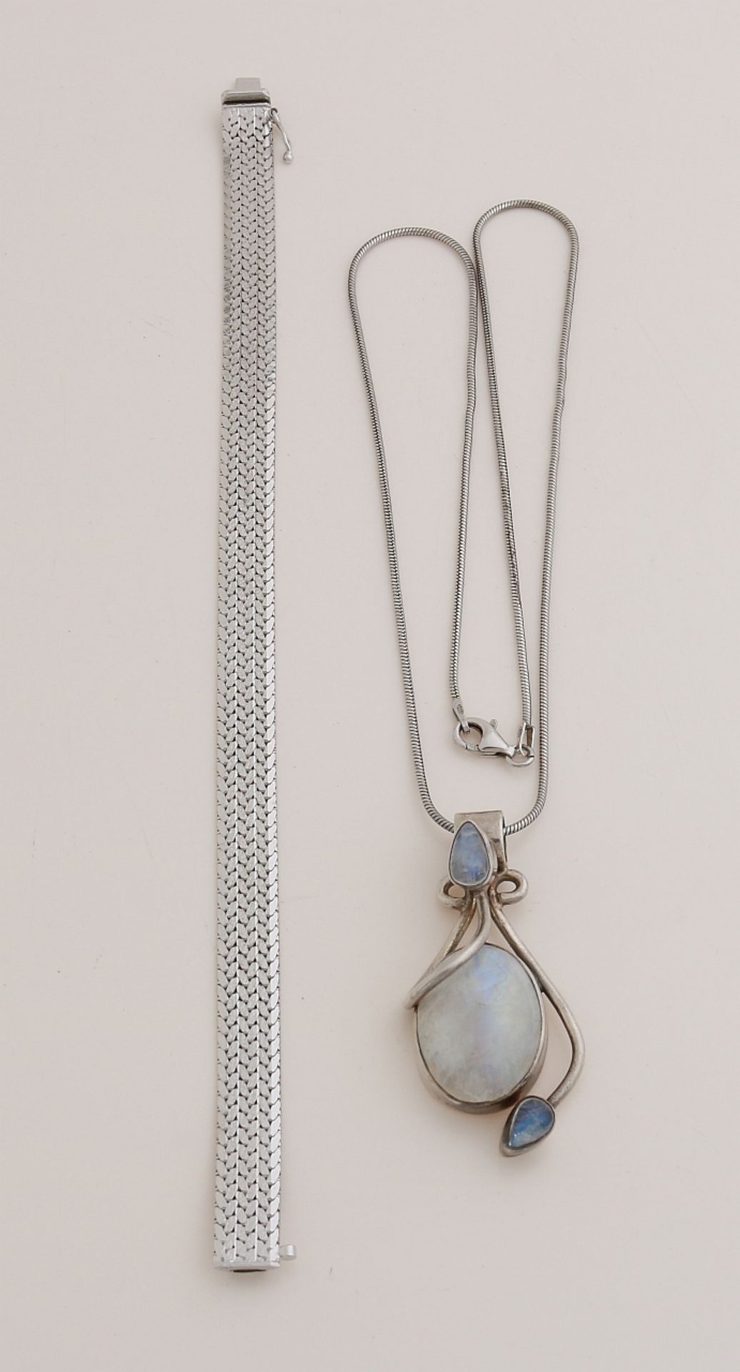 Silver bracelet and necklace