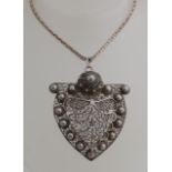 Silver necklace with filigree pendant