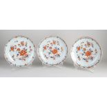 Three Chinese Imari plates Ø 23 cm.