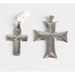 2 silver cross pendants