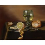 C. Cornelisz, Still Life with Roemer, Bread and Lemon