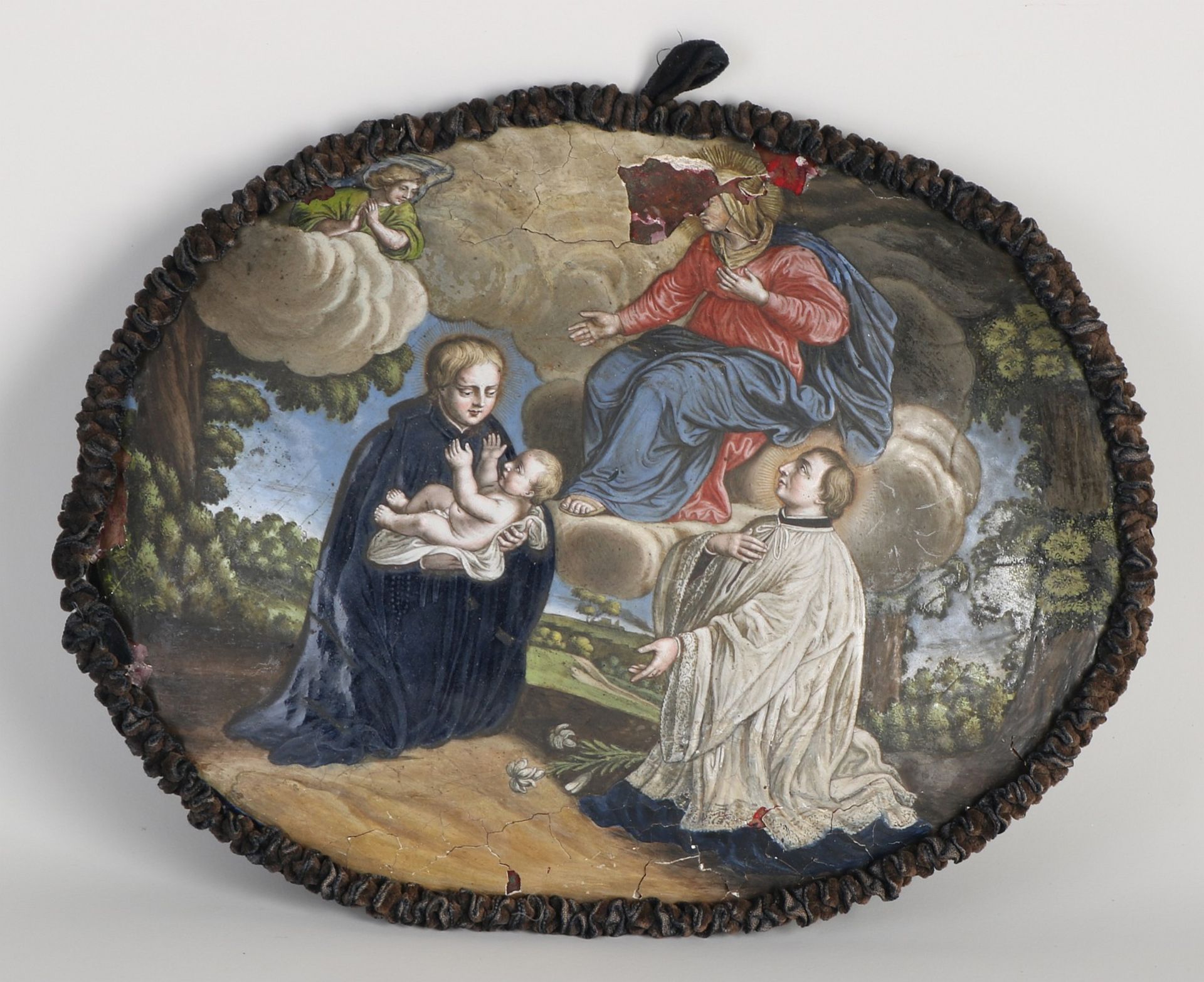Oval enamel painting, Religious