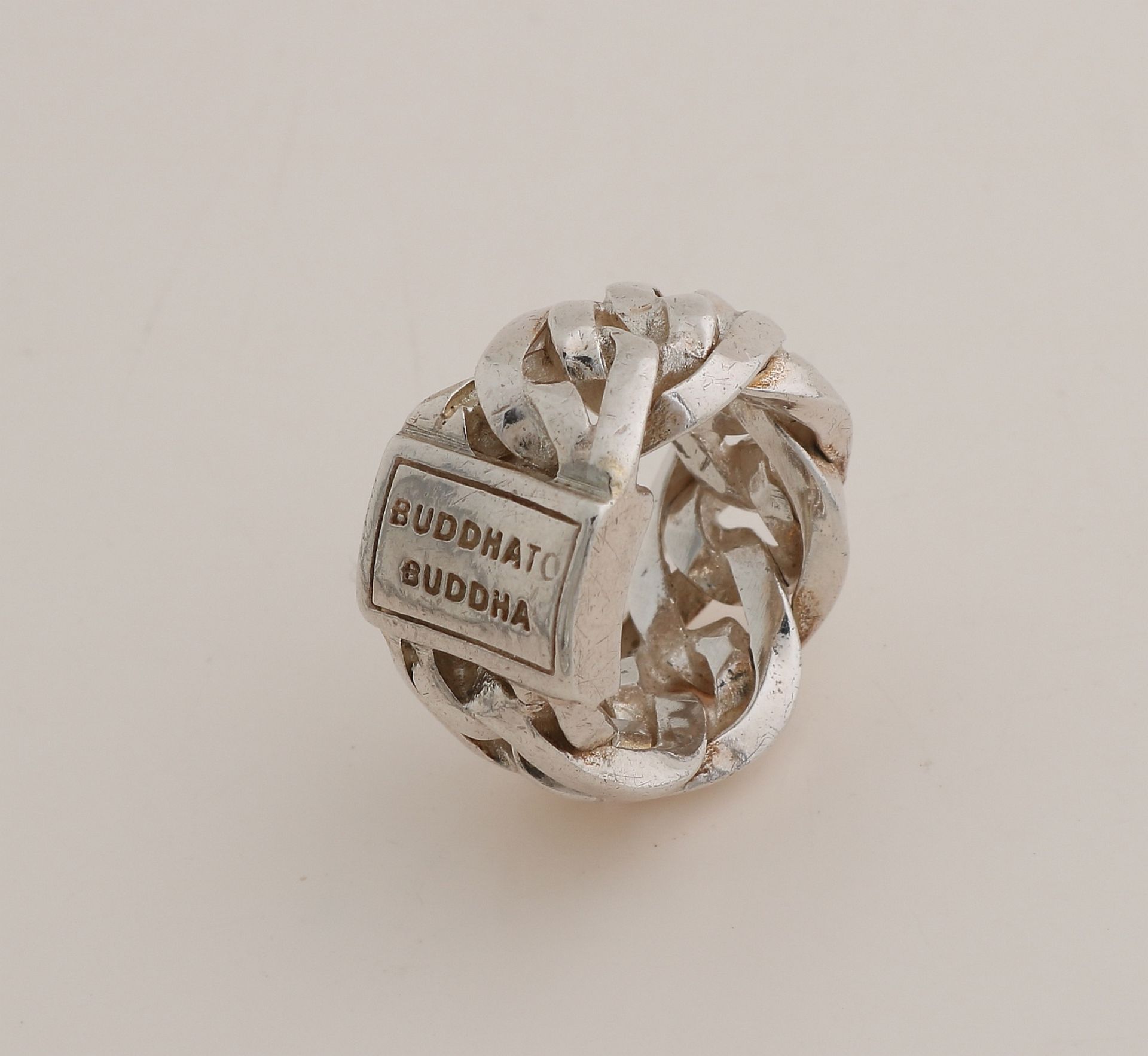 Silver budha-to-budha ring