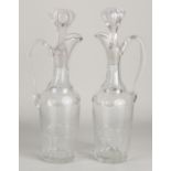 Two crystal glass pitchers