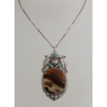 Silver choker with agate