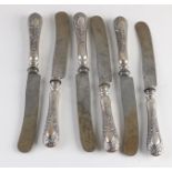 6 knives with silver handle