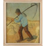 CA van Assendelft, Farmer with scythe in sheaves of wheat landscape