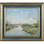 Unclear. signed, river view impressionistic