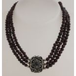 Garnet necklace with silver lock