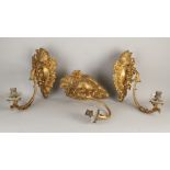3 Gilded wall sconces