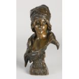 Antique French bronze bust, 1900