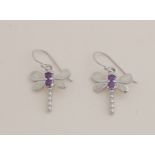 Silver earrings with dragonfly