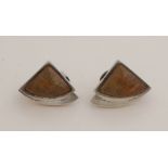 Silver ear studs with rutile quartz