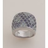 Silver ring with colored stones