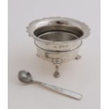 Silver salt shaker & spoon