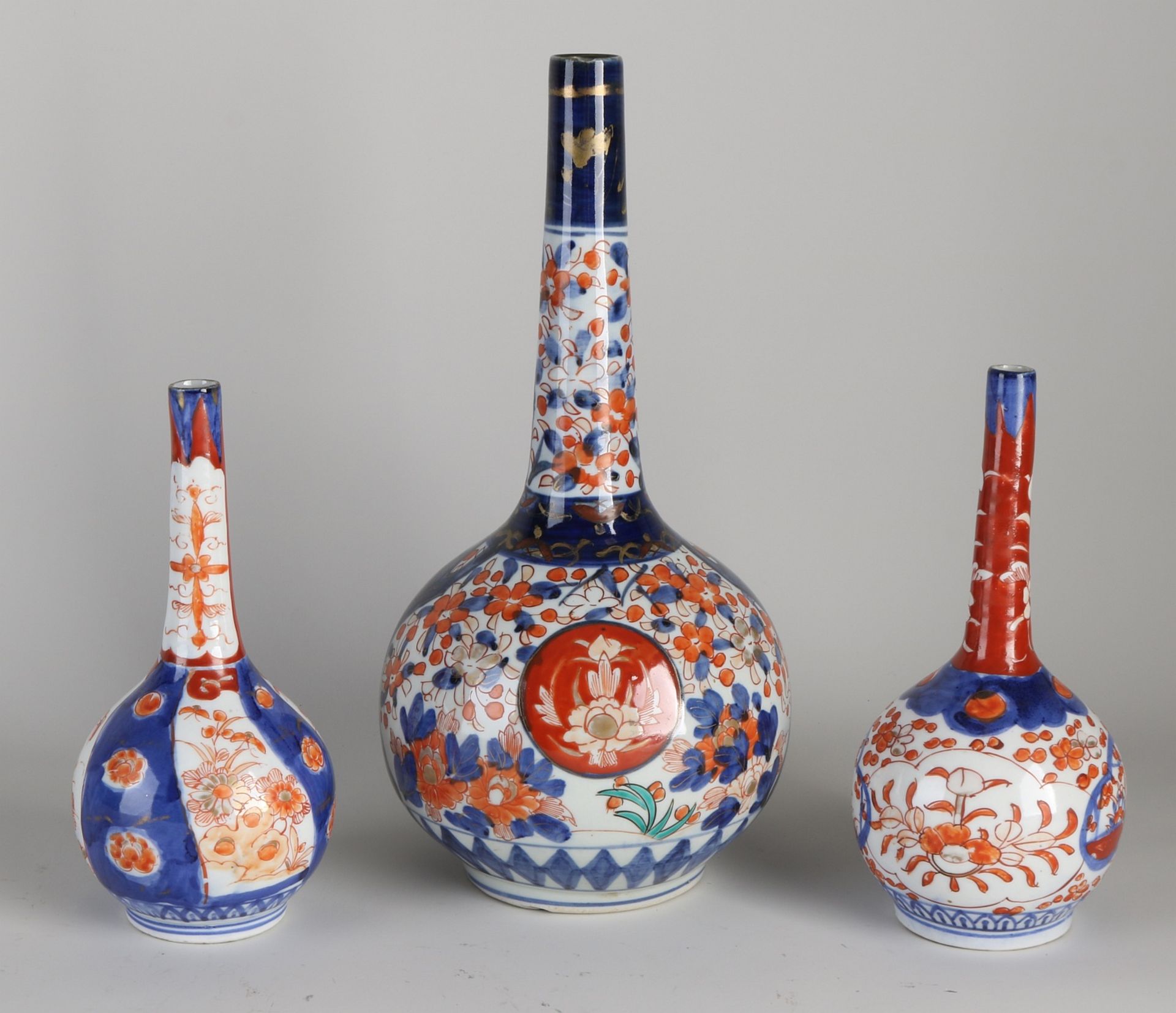 Three Japanese pipe vases
