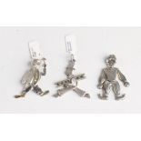 3 Silver pendants with figures