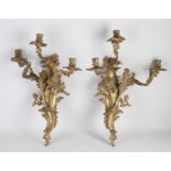 2x Gold-plated wall sconces, 1900n