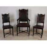 Three rosewood chairs