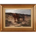 Attributed. HJ vd Weele, Horse cart in the dunes