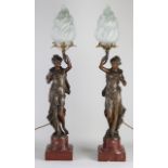 Two French table lamps, 1900