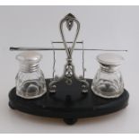 Antique inkstand with silver