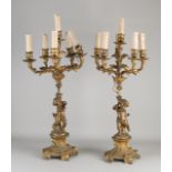 2 Candlesticks with putti, 1870