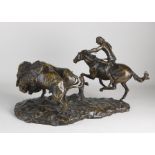 Bronze statue, Indian hunting buffalo