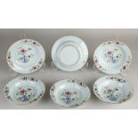 6 Chinese Family Rose porridge plates Ø 16.5 cm.