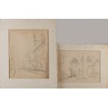 2x Johannes Bosboom, Study sketches of churches