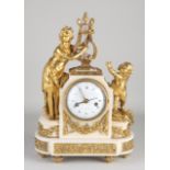 French Carrara marble mantel clock with EXTRA month display !!