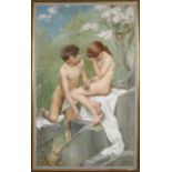 N. vd Waaij, Two bathing children