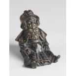 Antique bronze figure, Seated girl with hat