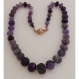 Amethyst necklace with gold lock