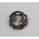 Brooch with miniature portrait