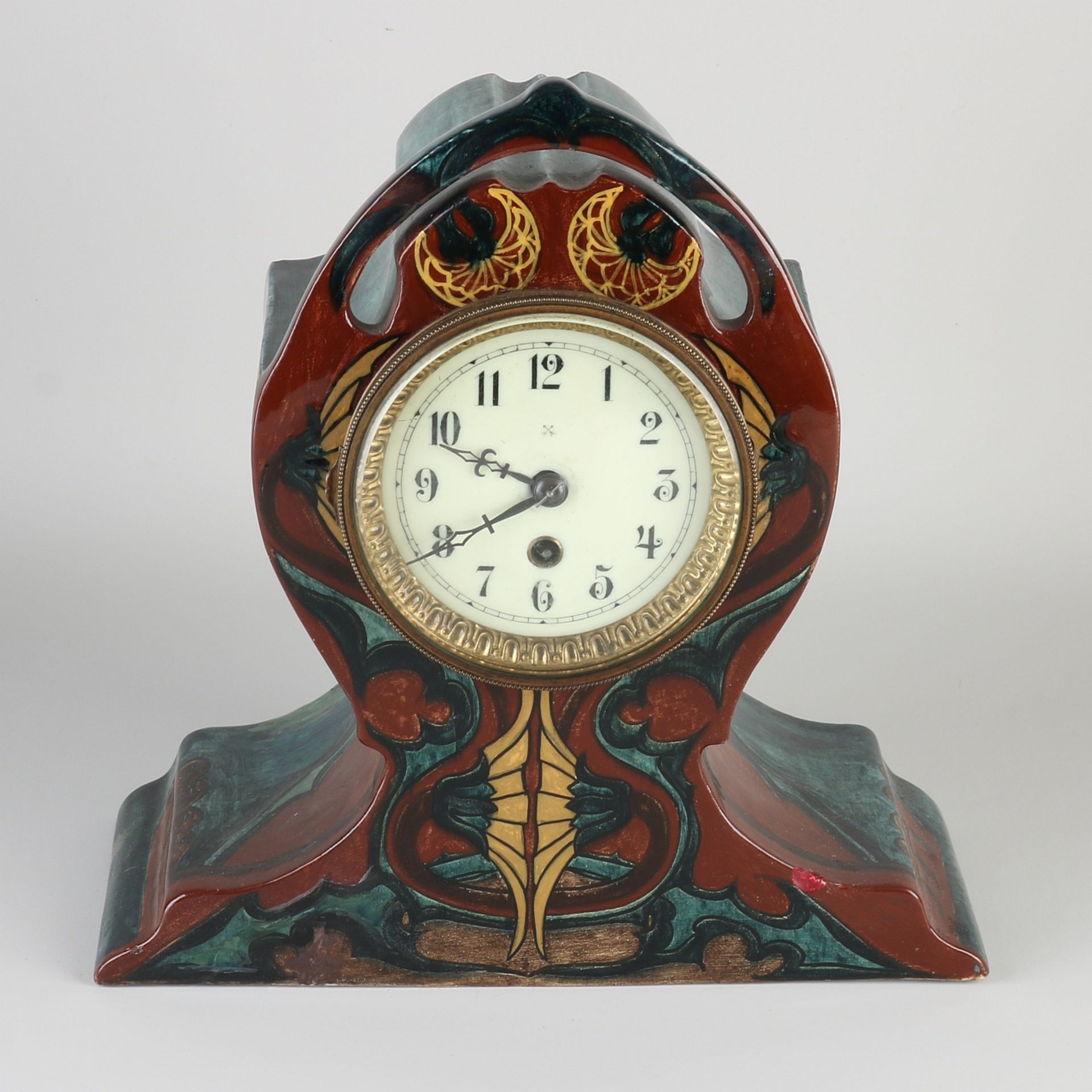 Antique pottery mantel clock 'de Distel' - Bild 2 aus 3