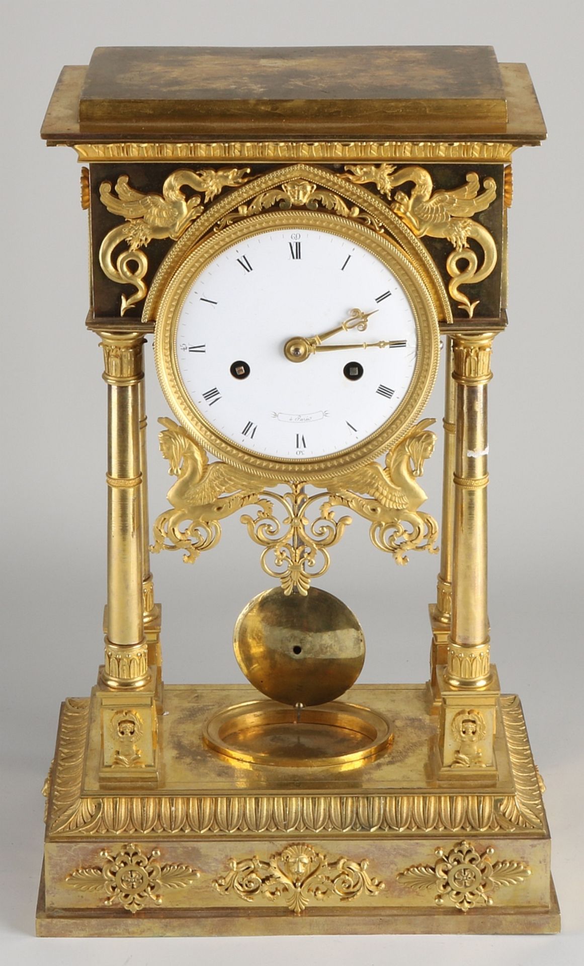 Fire-gilt Louis Seize mantel clock