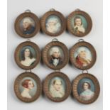 Nine antique miniature portraits