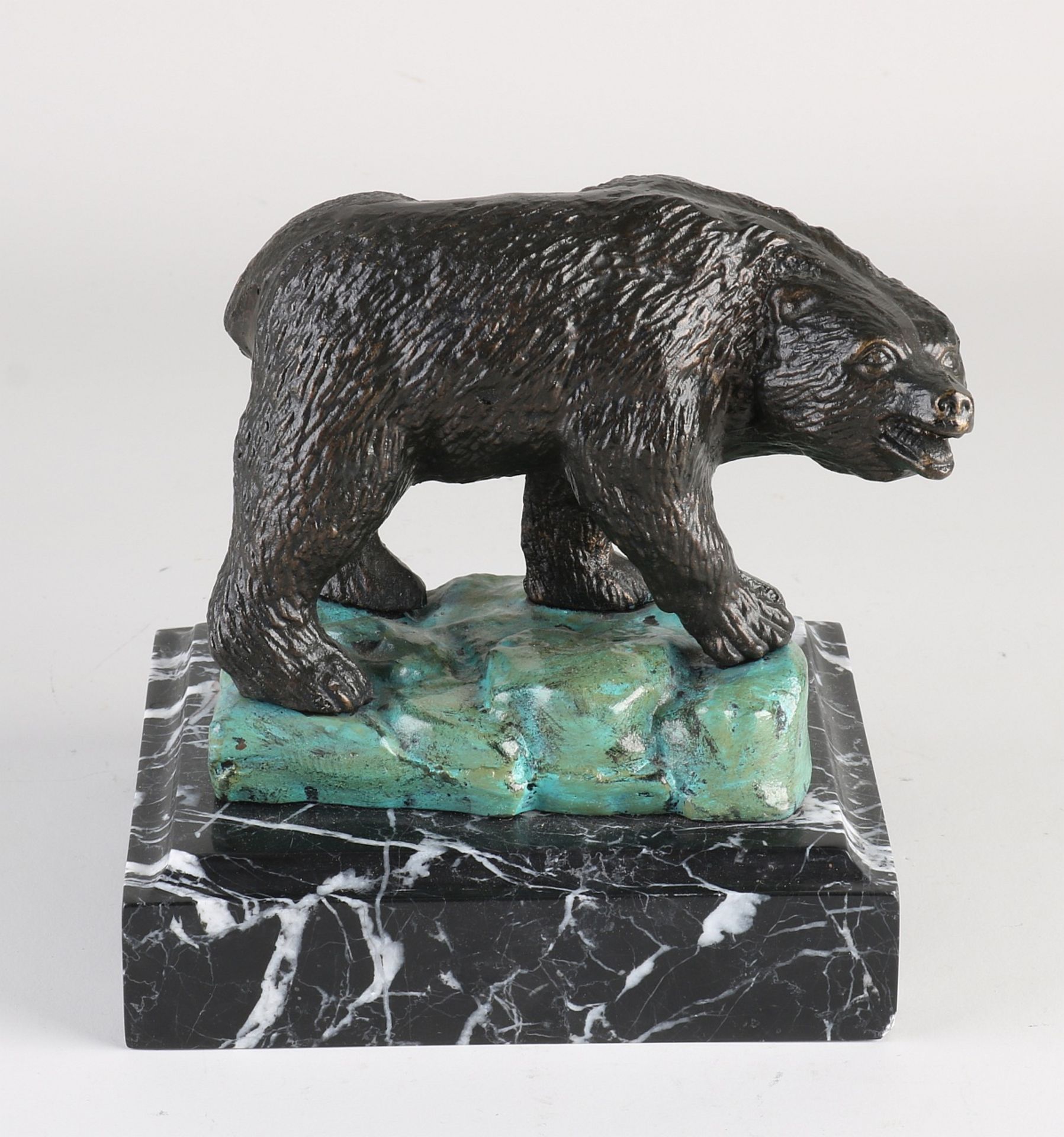 Antique bronze bear on base, 1920