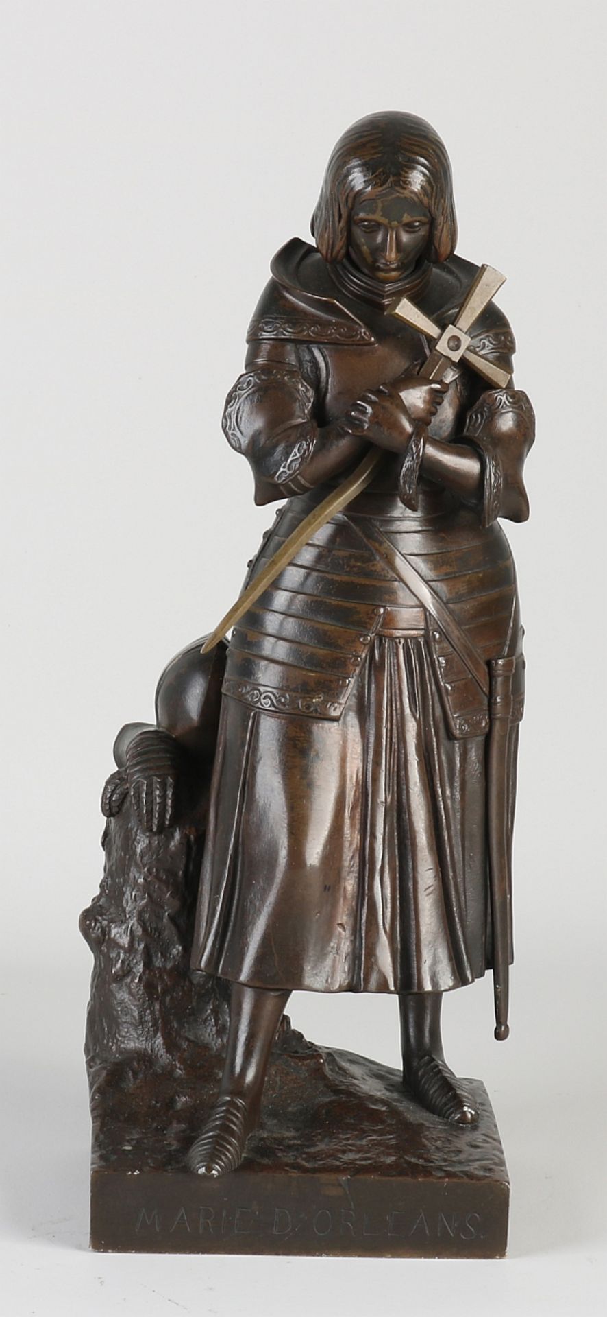 Antique French bronze figure, Joan of Arc