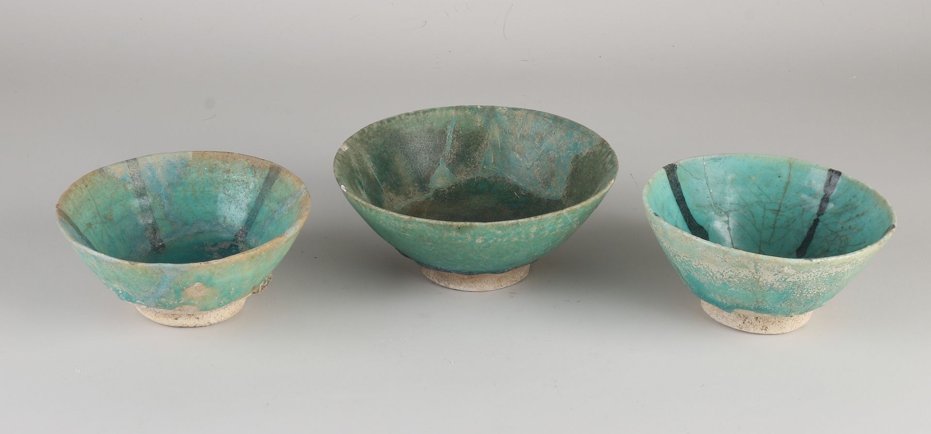 Three antique Nishapur bowls
