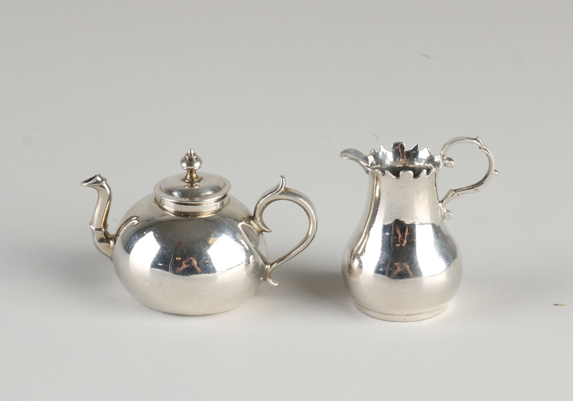 18th century miniature teapot + milk jug